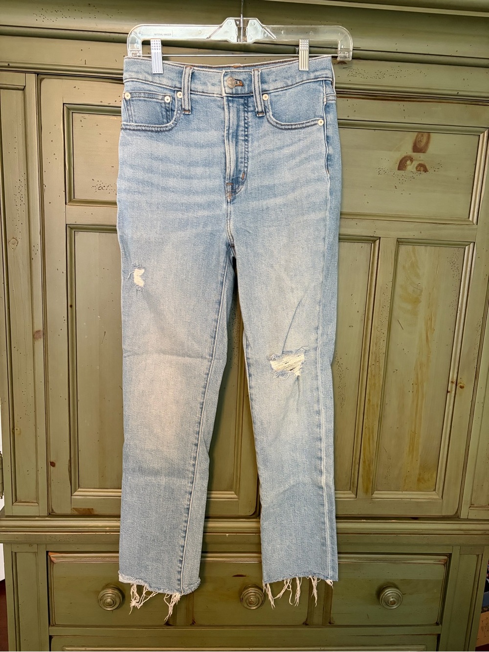 Madewell Light Blue Distressed Straight-Leg Jeans